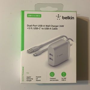 Belkin USB-A wall charger (with 5 ft cable)